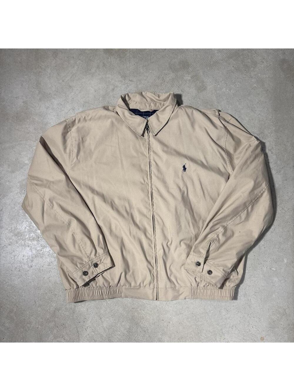 Vintage 90s Polo Ralph Lauren Harrington Jacket Khaki Tan Plaid Lined XXL